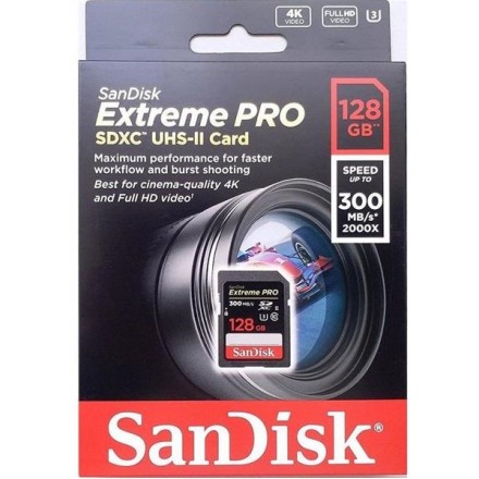 Карта памяти SanDisk 128GB SDXC C10 UHS-II R300/W260MB/s 4K Extreme Pro